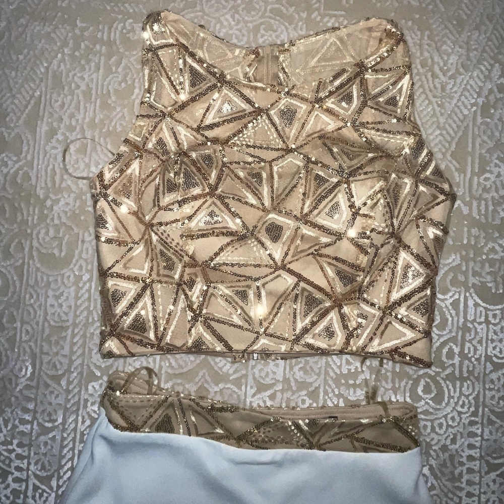 Two piece gold and white dress (mermaid style)